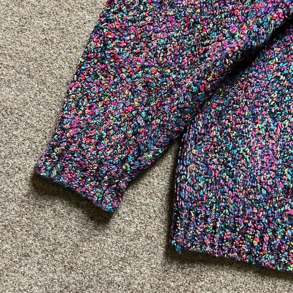 VTG 90s Express Tricot Multicolor Chenille Mock Neck Wool Blend Sweater Size Med - Picture 3 of 16